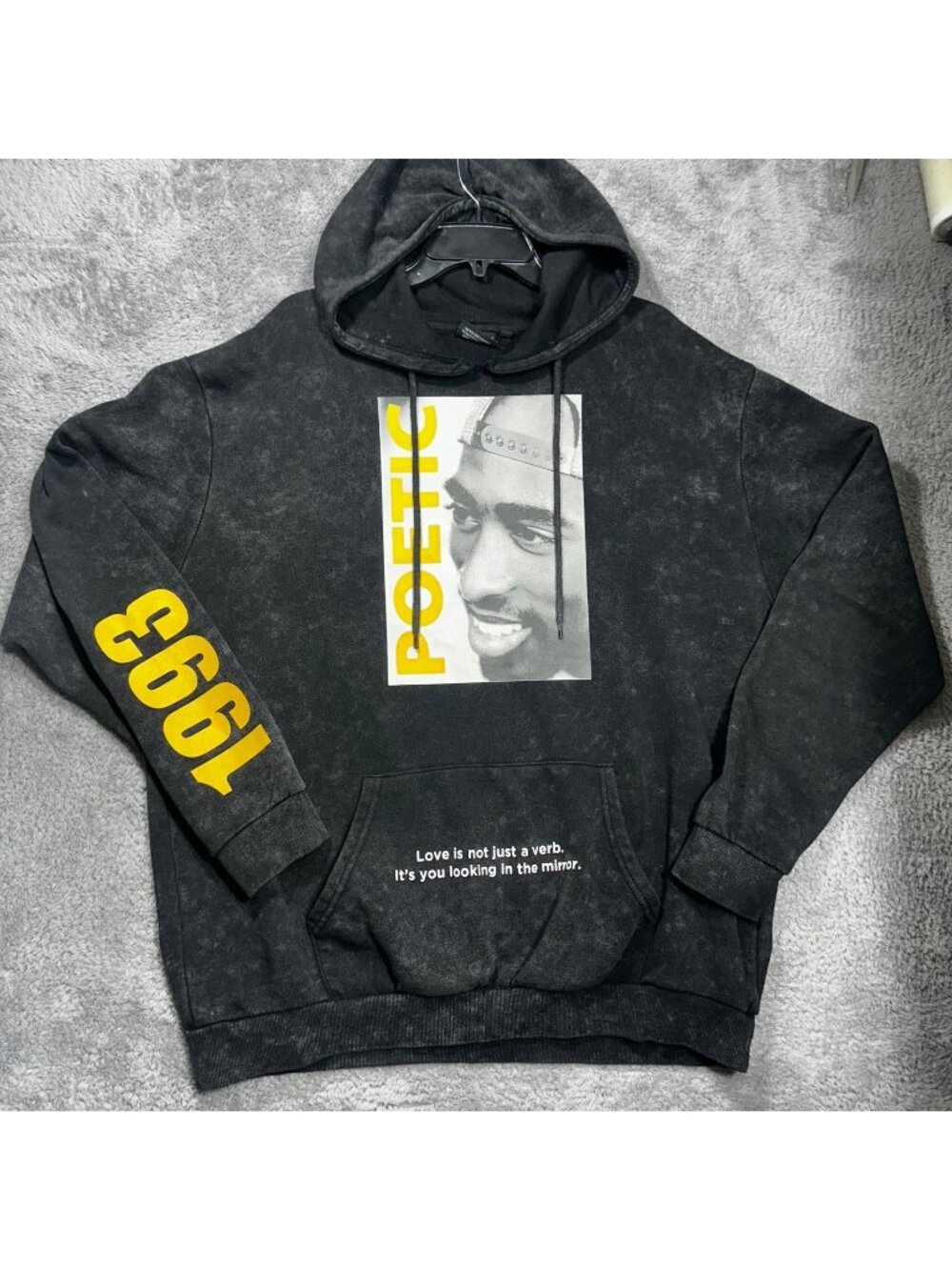 Chemistry Poetic Justice Hoodie Mens XL Grey Tupac 1993 Acid Wash Graphic Pullov
